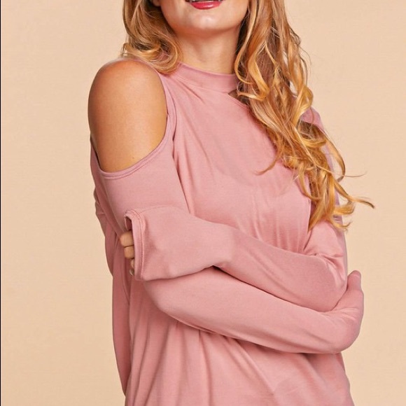 Pink Cold Shoulder Cut Out Long Sleeve Knit Top - Picture 6 of 8